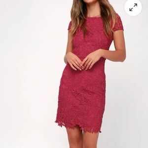 Lulus Pink Floral Lace Body-con Dress